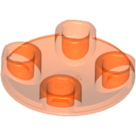 Lego destička kulatá 2x2 hladká invertovaná, průhledná neonově oranžová (4164004, 4262546, 4278416, 6124909, 6171734)